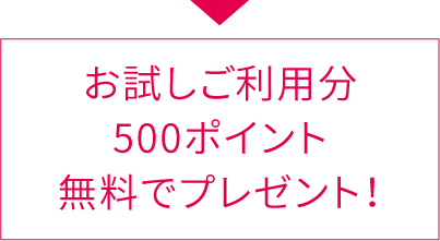 お試しご利用分500ポイント無料でプレゼント！