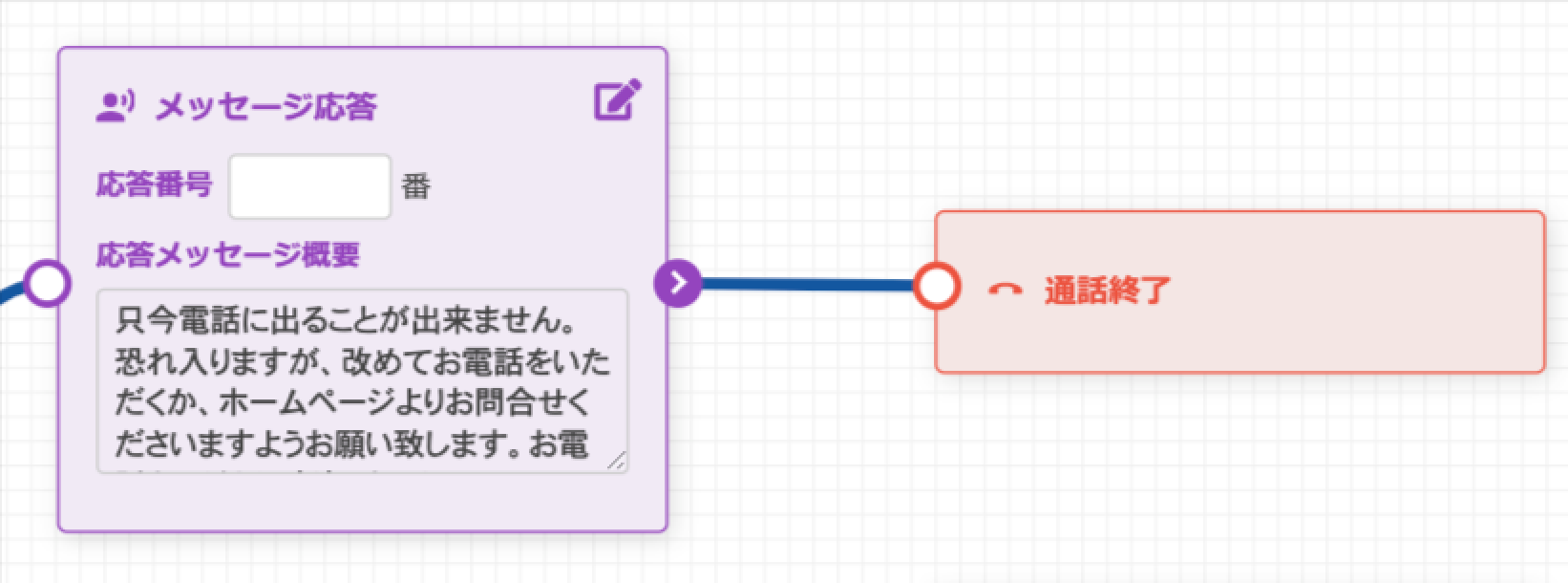 音声再生後通話終了